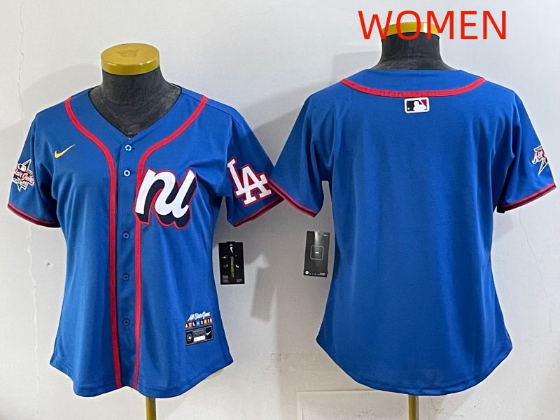 Women 2025 Los Angeles Dodgers Blank Blue All star Nike MLB Jersey style 01->women mlb jersey->Women Jersey